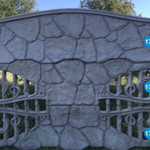 Звичайний бетонний паркан «Бутовий камінь хвиля» (верх глухий)